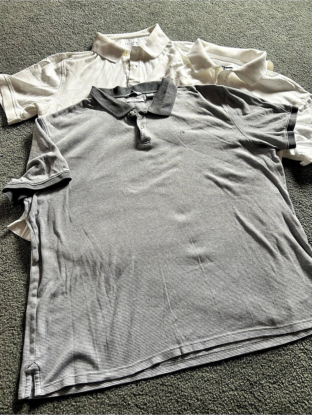 Calvin Klein Liquid Touch Polo Shirt Gray & White